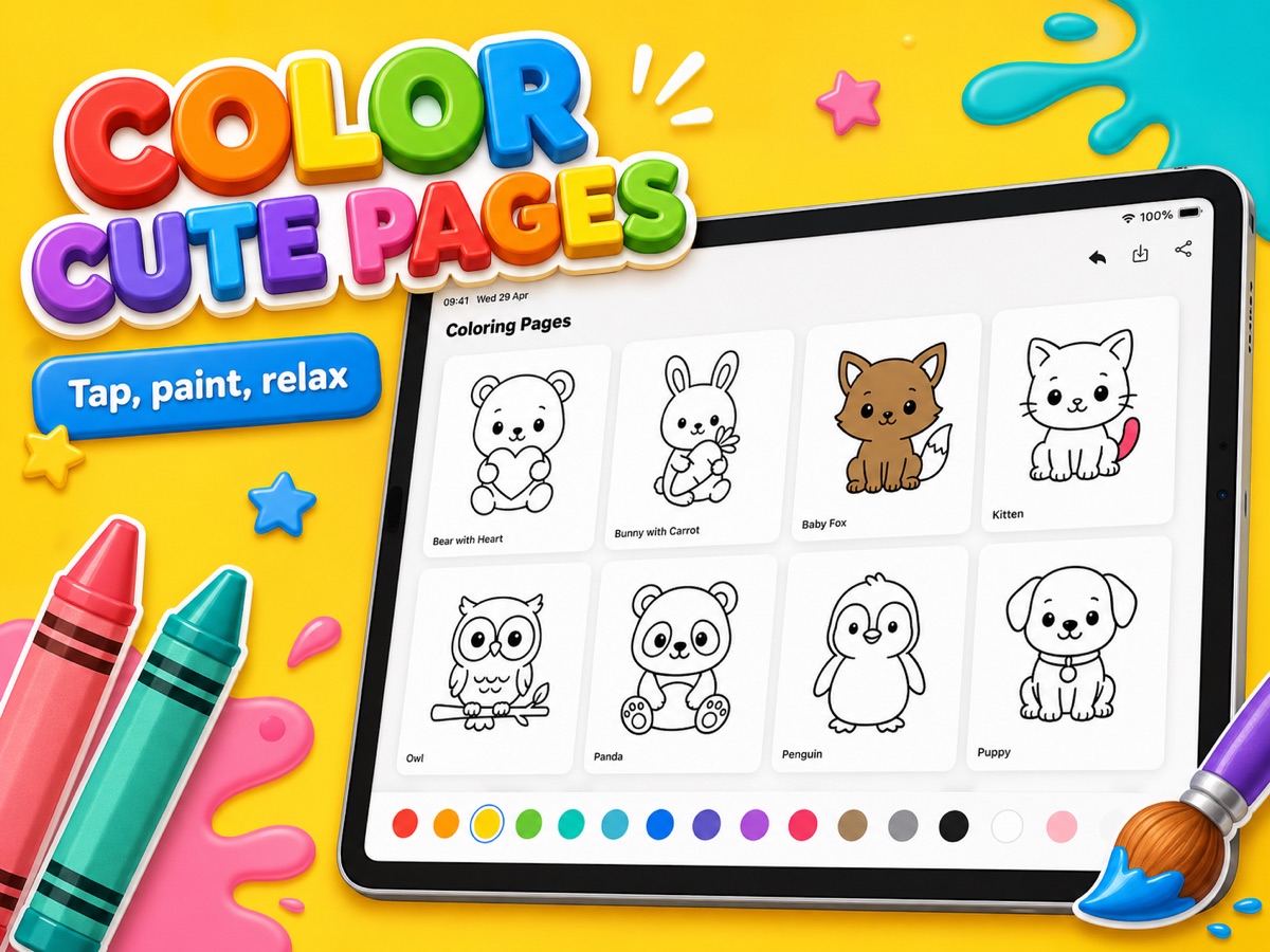 Colorful Hearts coloring app screens